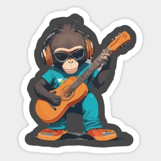 Monkey Plays Guitar Sticker